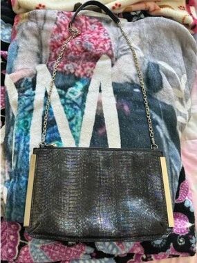 Stuart Weitzman vintage print evening bag with chain strap